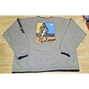 WRANGLER Sweatshirt Men's XL Crew Neck Gray Logo Long sleeve western print back